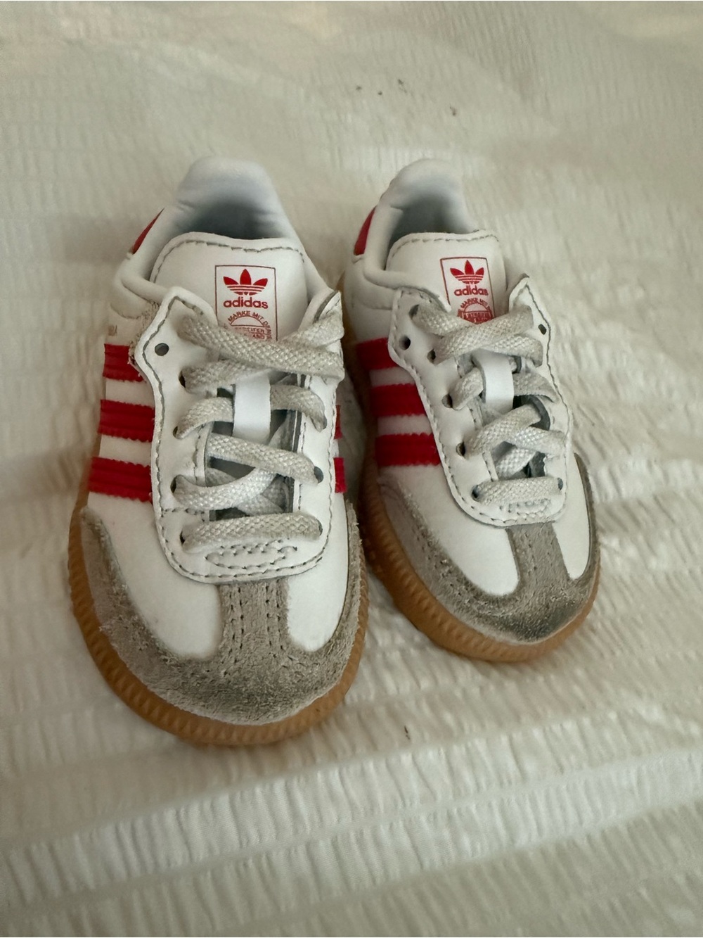adidas Kids White, Red & Gum Classic Sneakers